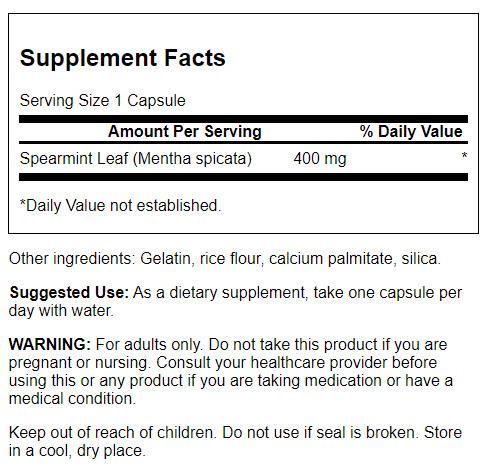 Spearmint Leaf Dietary Supplement Capsules
